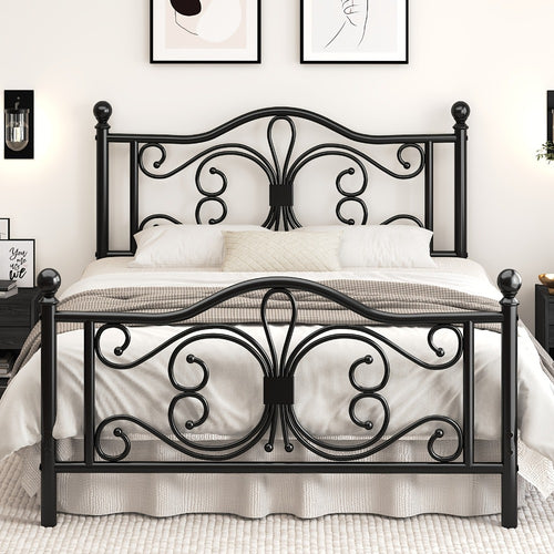 Bed Frame, Butterfly with Under-Bed Storage - Vintage Pattern Headboard & Footboard, Metal shown in the main product view