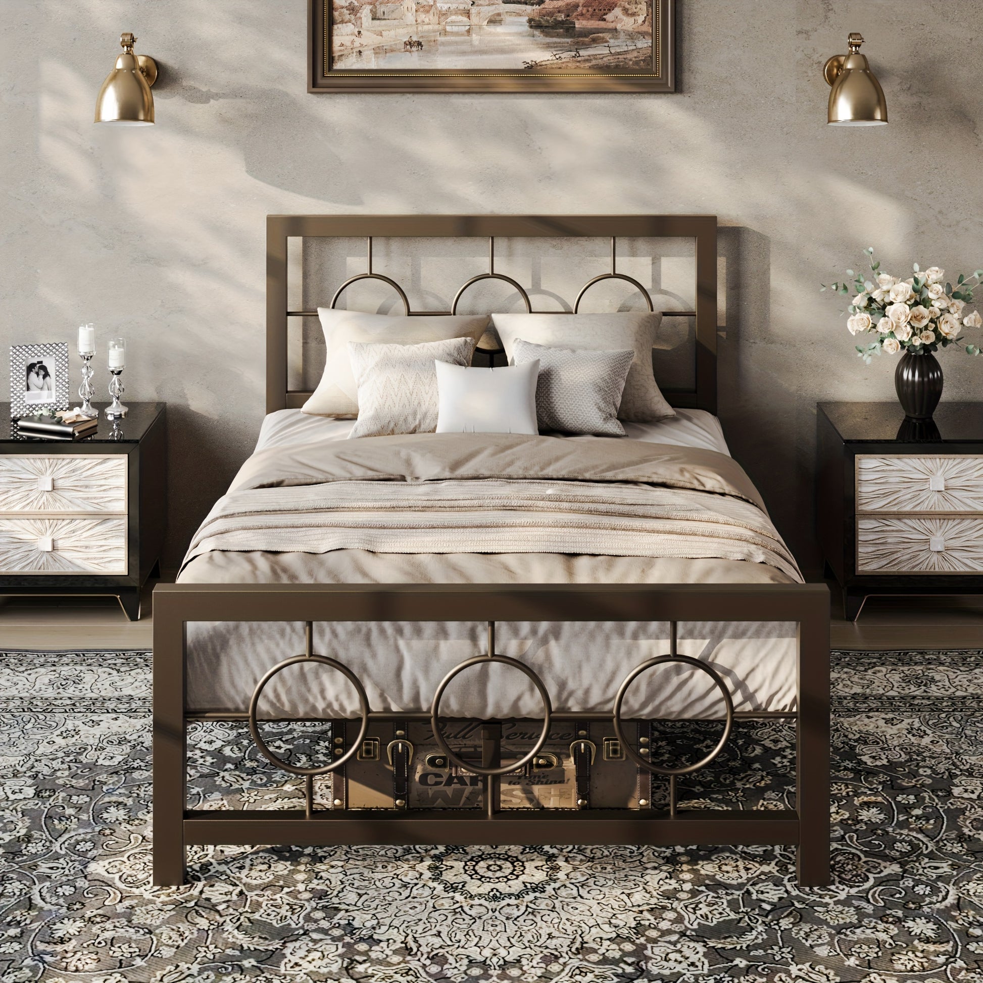 Bed Frame shown in the Brown, Twin option