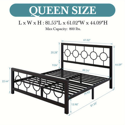Metal Bed Frame with Headboard and Footboard, Mattress Support Frame detail image - detail view 4