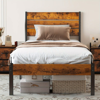 Metal Bed Frame with No Box Spring Needed and Solid Wood Construction for Bedroom detail image - detail view 12