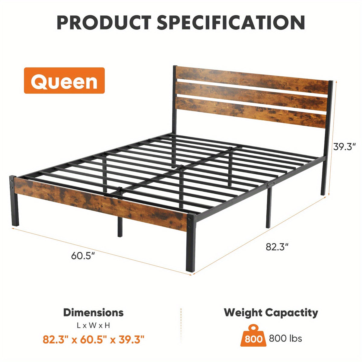 Bed Frame shown in the Queen option