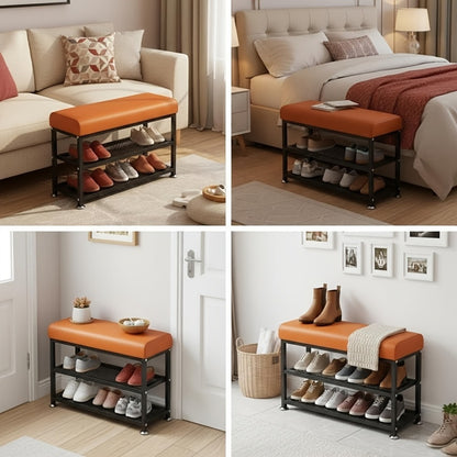 Metal Entryway Bench with Padded Seat for Comfortable Everyday Seating detail image - detail view 10