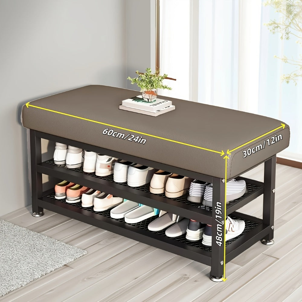 Metal Entryway Bench with Padded Seat for Comfortable Everyday Seating detail image - detail view 3