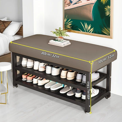 Metal Entryway Bench with Padded Seat for Comfortable Everyday Seating detail image - detail view 5