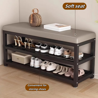 Metal Entryway Bench with Padded Seat for Comfortable Everyday Seating detail image - detail view 6