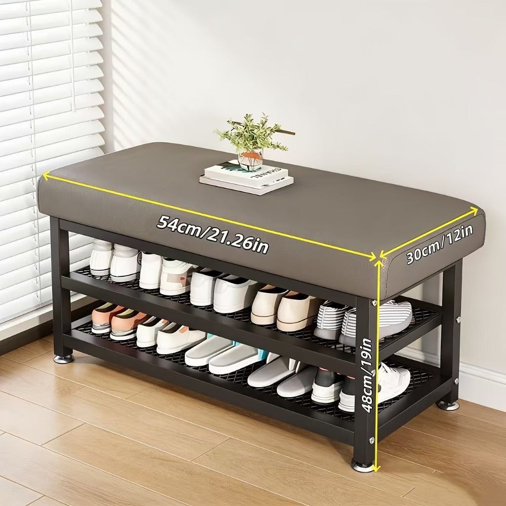 Metal Entryway Bench with Padded Seat for Comfortable Everyday Seating, in Grey detail image - detail view 5
