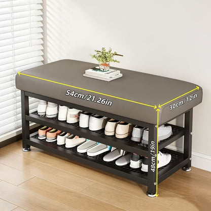 Metal Entryway Bench with Padded Seat for Comfortable Everyday Seating, in Grey detail image - detail view 5