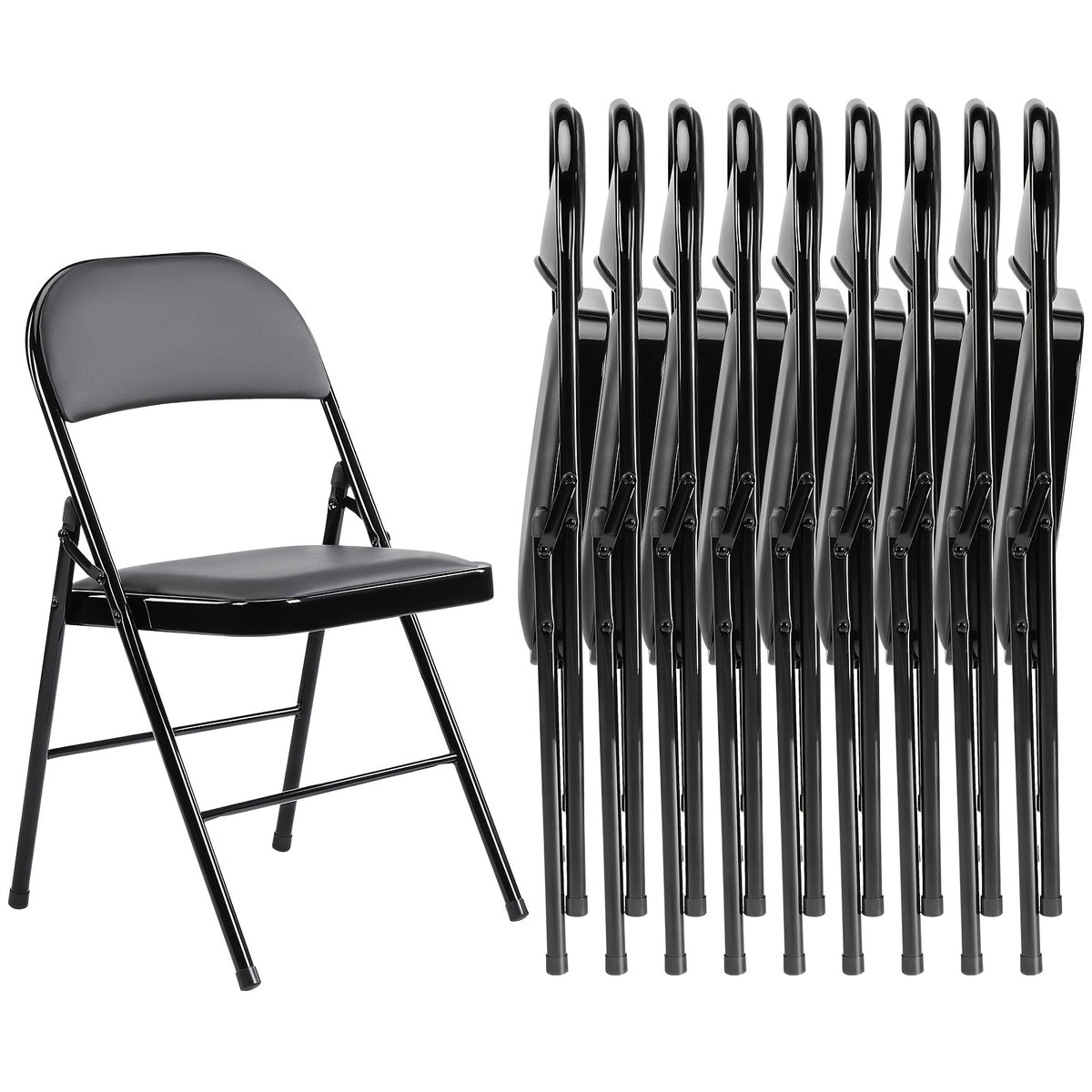 Folding Chair shown in the Black, 12 Pack option