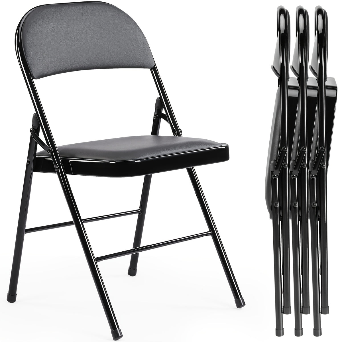 Folding Chair shown in the Black, 4 Packs option