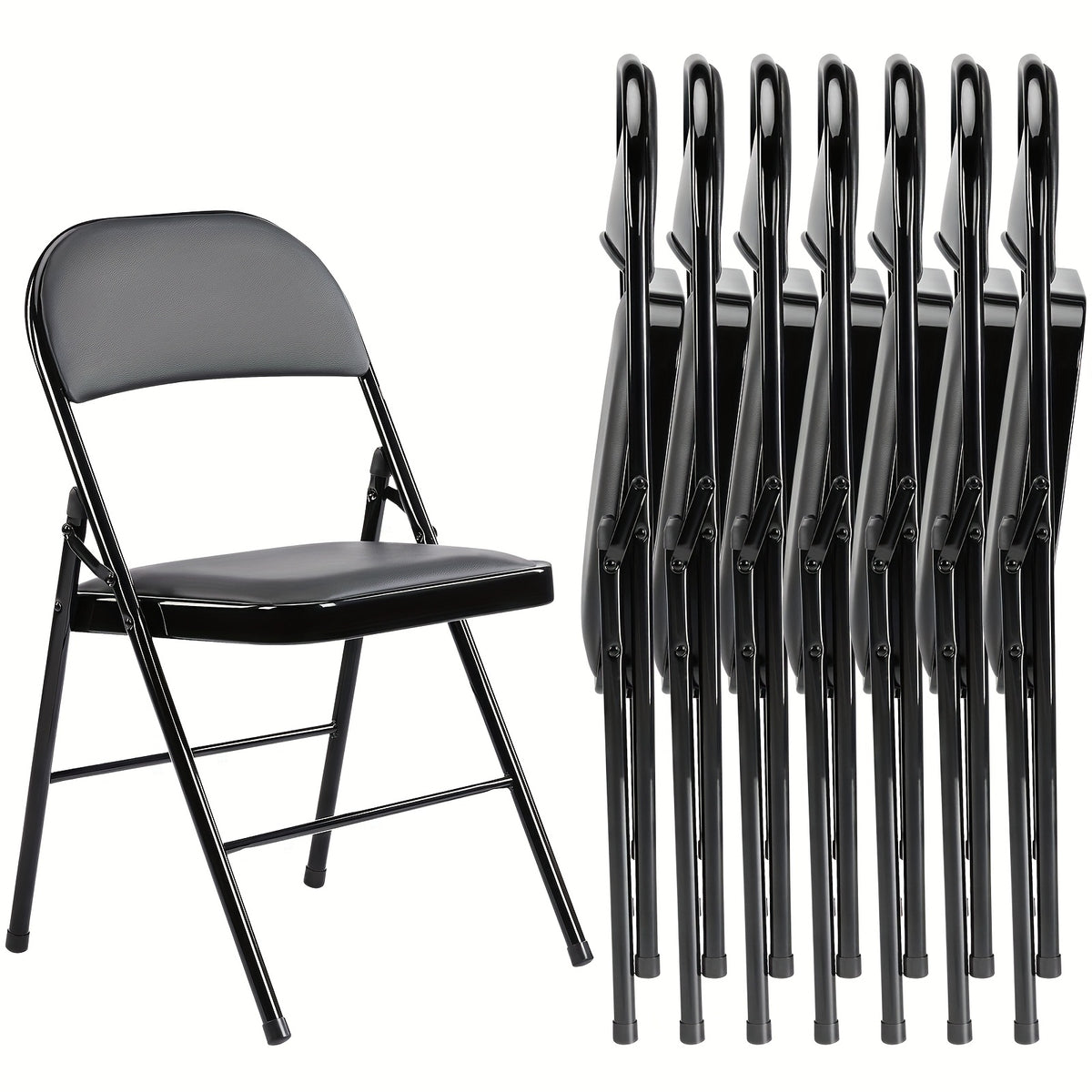 Folding Chair shown in the Black, 8 Pack option