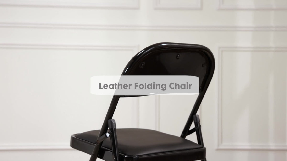 Metal Faux Leather Folding Chair with Stackable Design for Comfortable Everyday Seating detail image - detail view 21