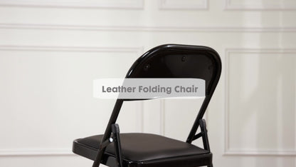 Metal Faux Leather Folding Chair with Stackable Design for Comfortable Everyday Seating detail image - detail view 21