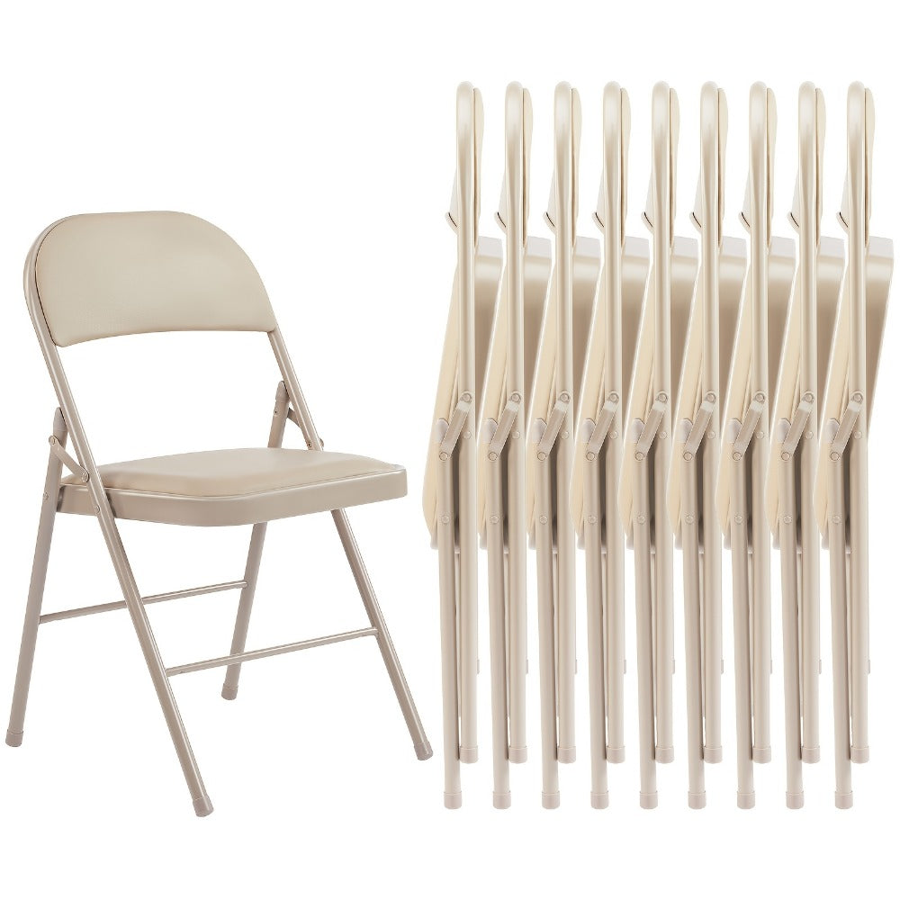 Metal Faux Leather Folding Chair with Stackable Design for Comfortable Everyday Seating detail image - detail view 3