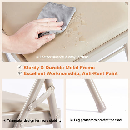 Metal Faux Leather Folding Chair with Stackable Design for Comfortable Everyday Seating detail image - detail view 8