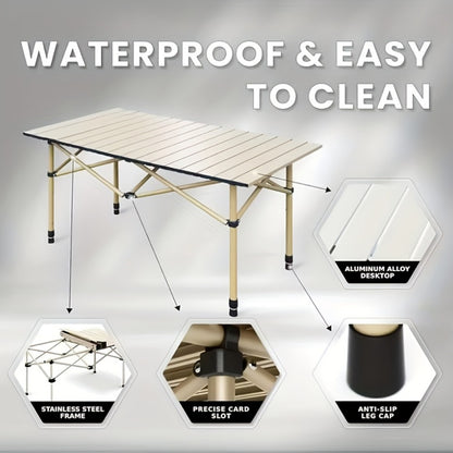 Metal Folding Table, Portable Fold-Up Table for Work, Display, and Everyday Use in Patio detail image - detail view 12