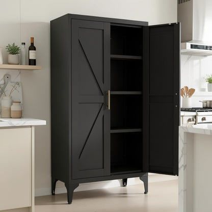 Metal Kitchen Pantry Cabinet with Adjustable Shelves for Organized Everyday Storage detail image - detail view 10