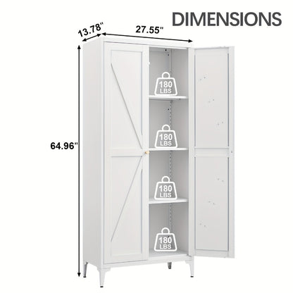 Metal Kitchen Pantry Cabinet with Adjustable Shelves for Organized Everyday Storage detail image - detail view 3