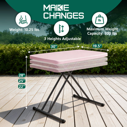 Folding Table shown in the 2.5FT-Pink option