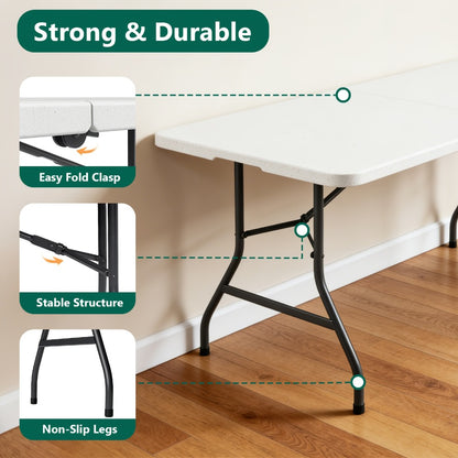 Metal Plastic Folding Table, Portable Fold-Up Table for Patio detail image - detail view 10