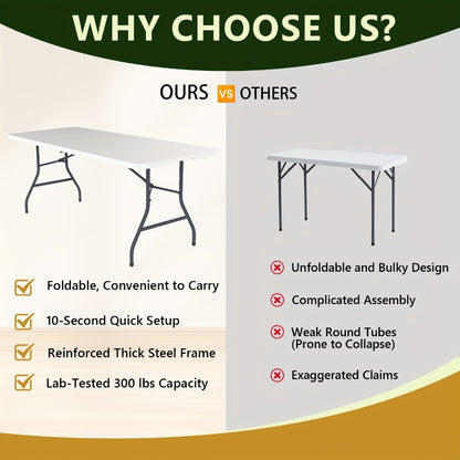 Metal Plastic Folding Table, Portable Fold-Up Table for Patio detail image - detail view 14