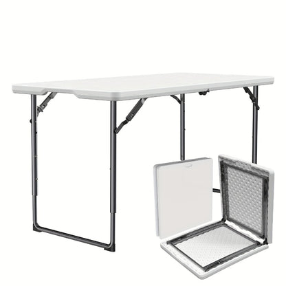 Folding Table with Metal Legs Sturdy Plastic Tabletop Easy Clean for Camping Outdoor shown in the main product view