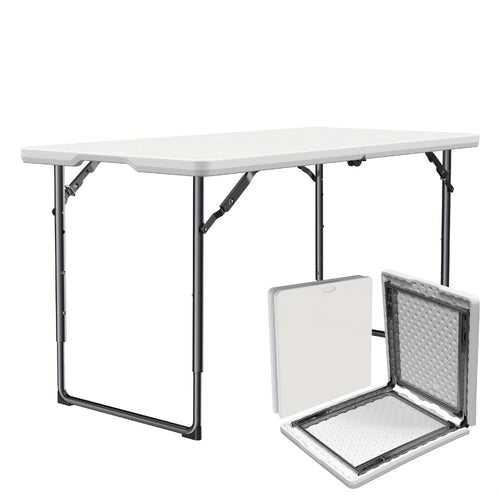 Folding Table with Metal Legs Sturdy Plastic Tabletop Easy Clean for Camping Outdoor shown in the main product view