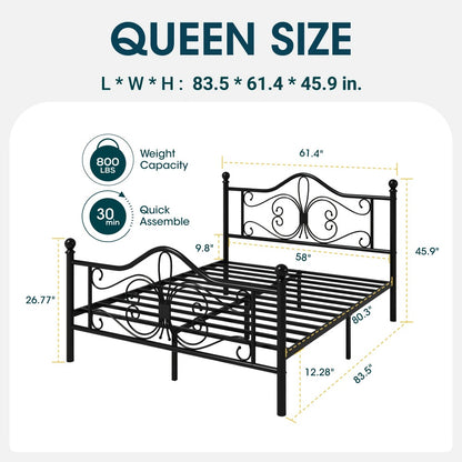 Metal Platform Bed Frame with Headboard and Footboard and No Box Spring Needed for Bedroom detail image - detail view 4