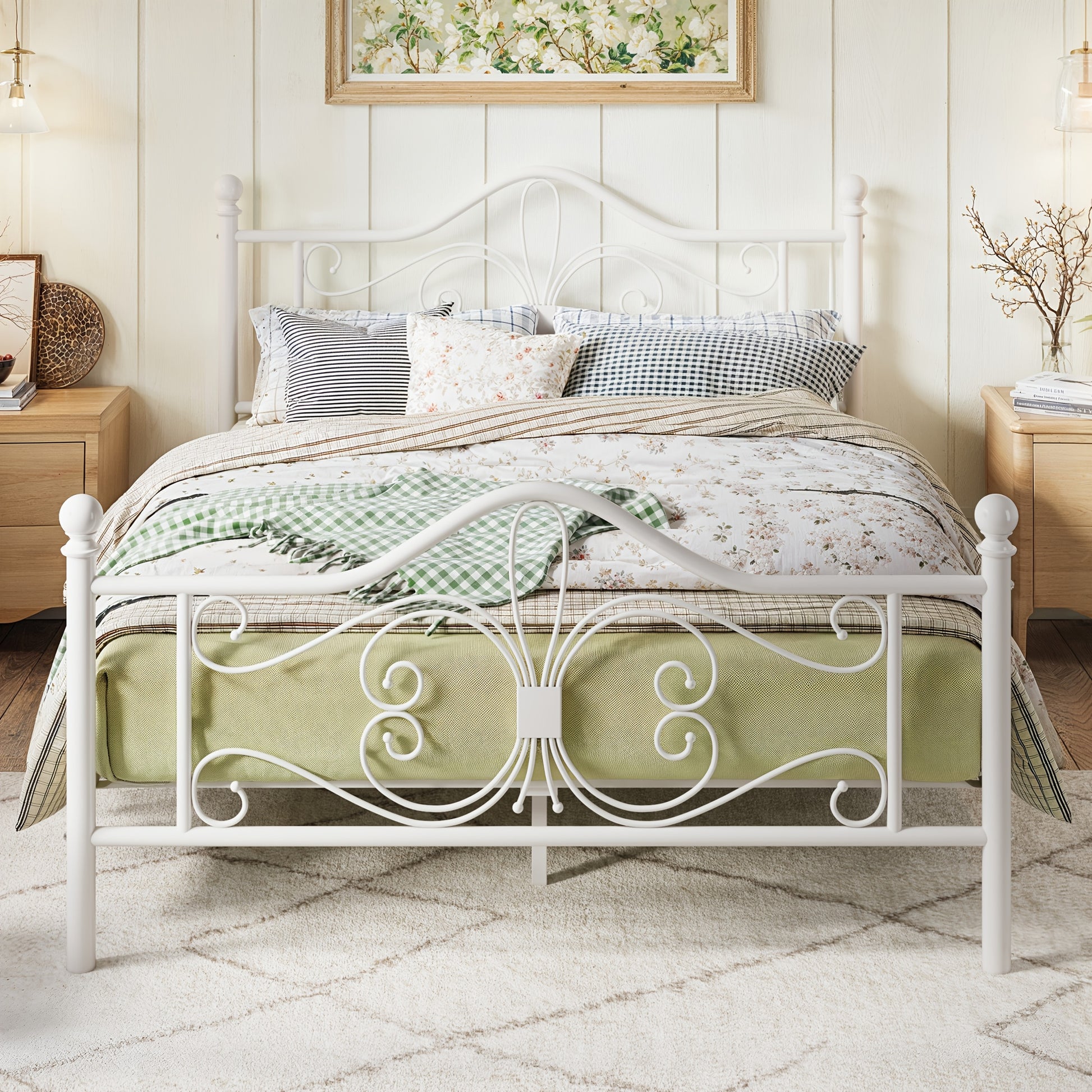 Platform Bed Frame shown in the White, Full option