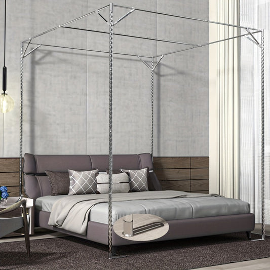 Canopy Bed Frame, Stainless Steel - Adjustable for Twin, Full, Queen & King, Thick Bracket shown in the main product view