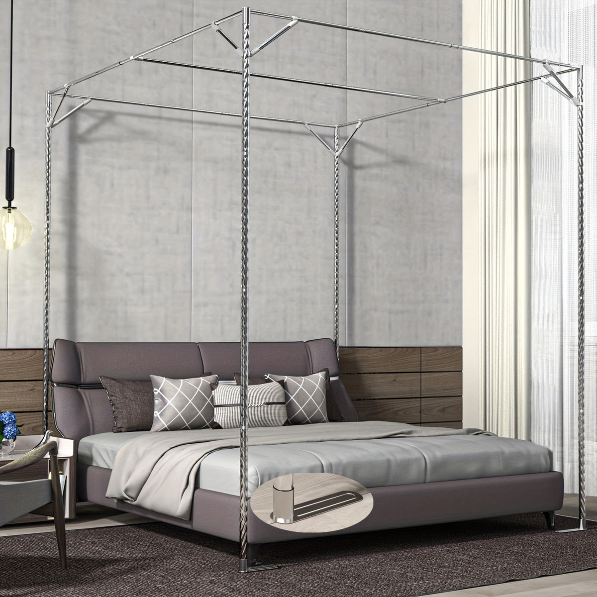 Canopy Bed Frame shown in the Stainless Steel option