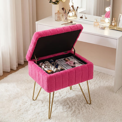 Vanity Stool shown in the Bright Pink option