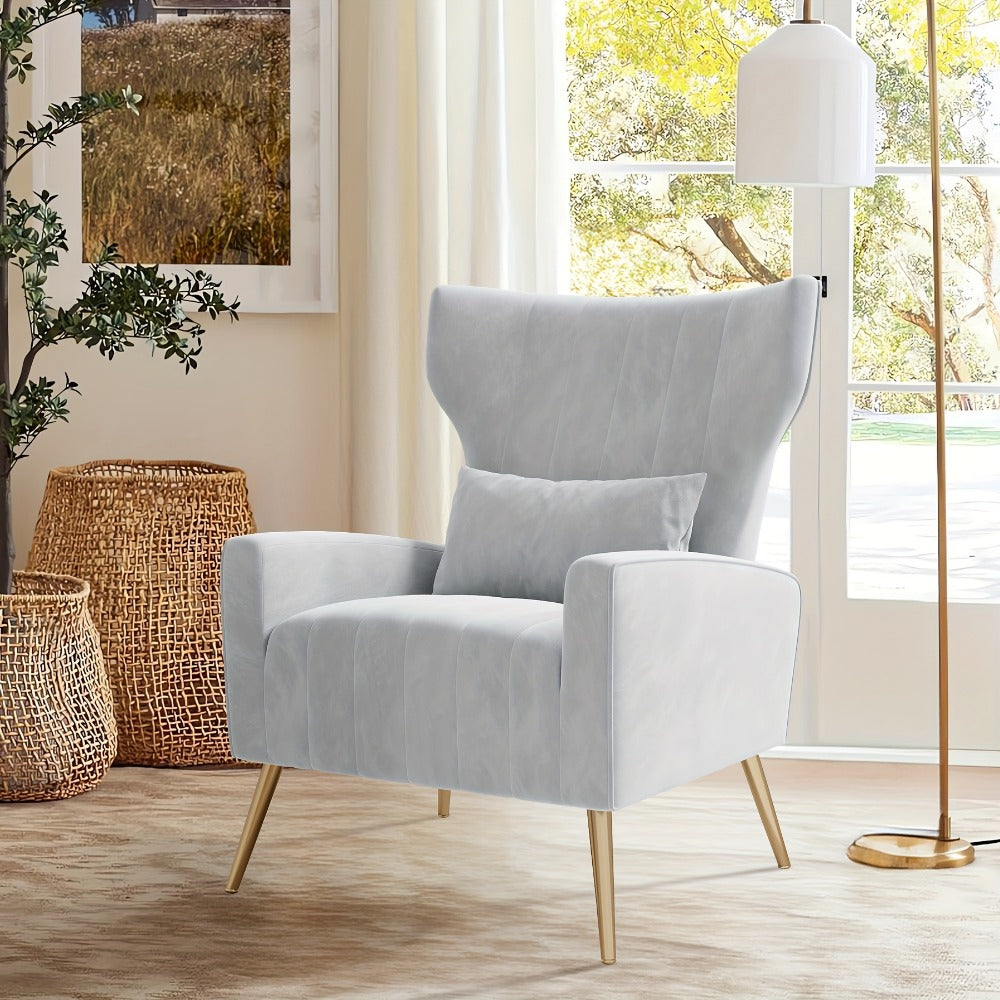 Metal Velvet Accent Chair, Living Room Armchair for Comfortable Everyday Seating detail image - detail view 12
