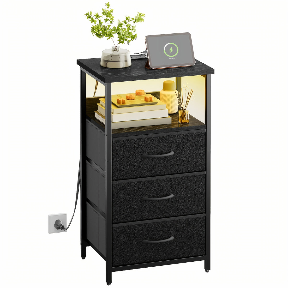 Nightstand shown in the 1pc-3 Drawers-Black option