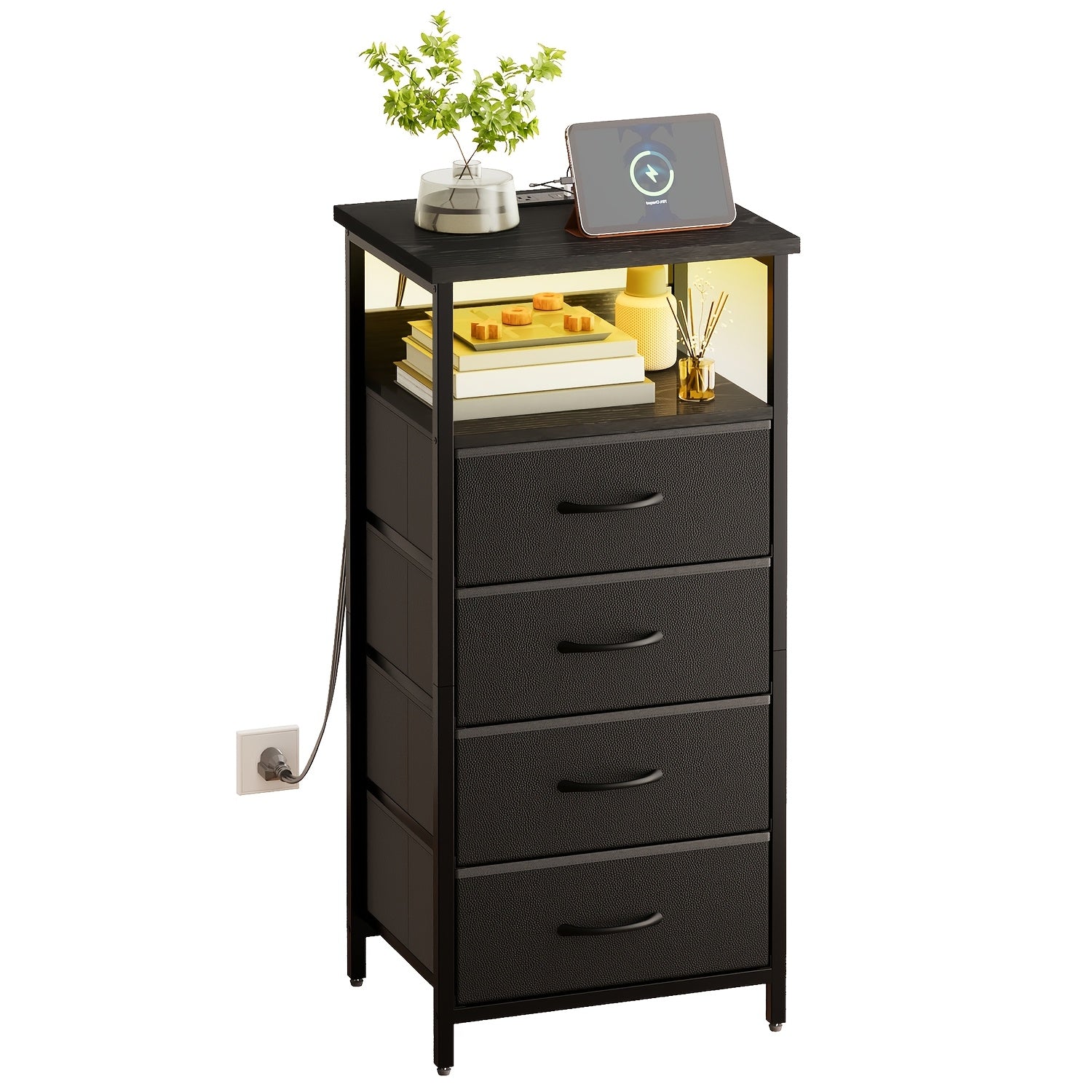 Nightstand shown in the 1pc-4 Drawers-Black option
