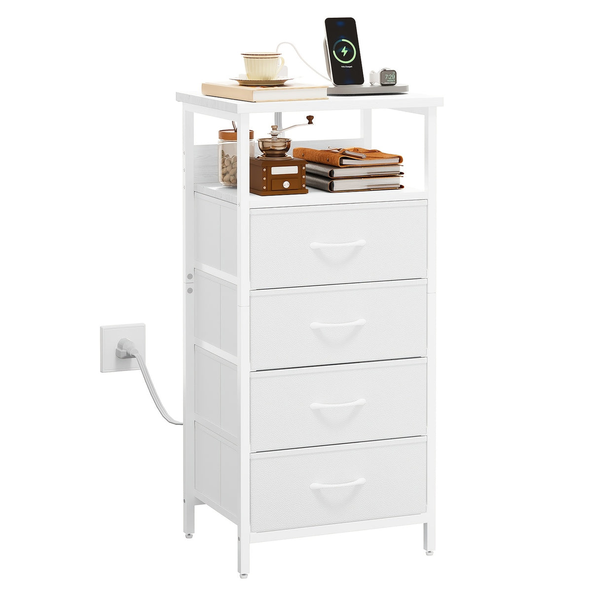 Nightstand shown in the 1pc-4 Drawers-White option