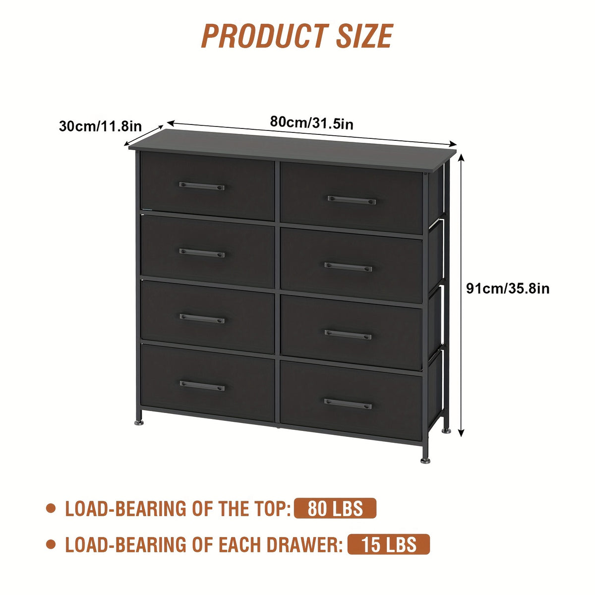 Dresser shown in the Black, 8-Drawers option