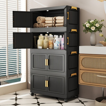 Multi-Tier Foldable Kitchen Pantry Cabinet with Stackable Design and Dustproof Cover detail image - detail view 10