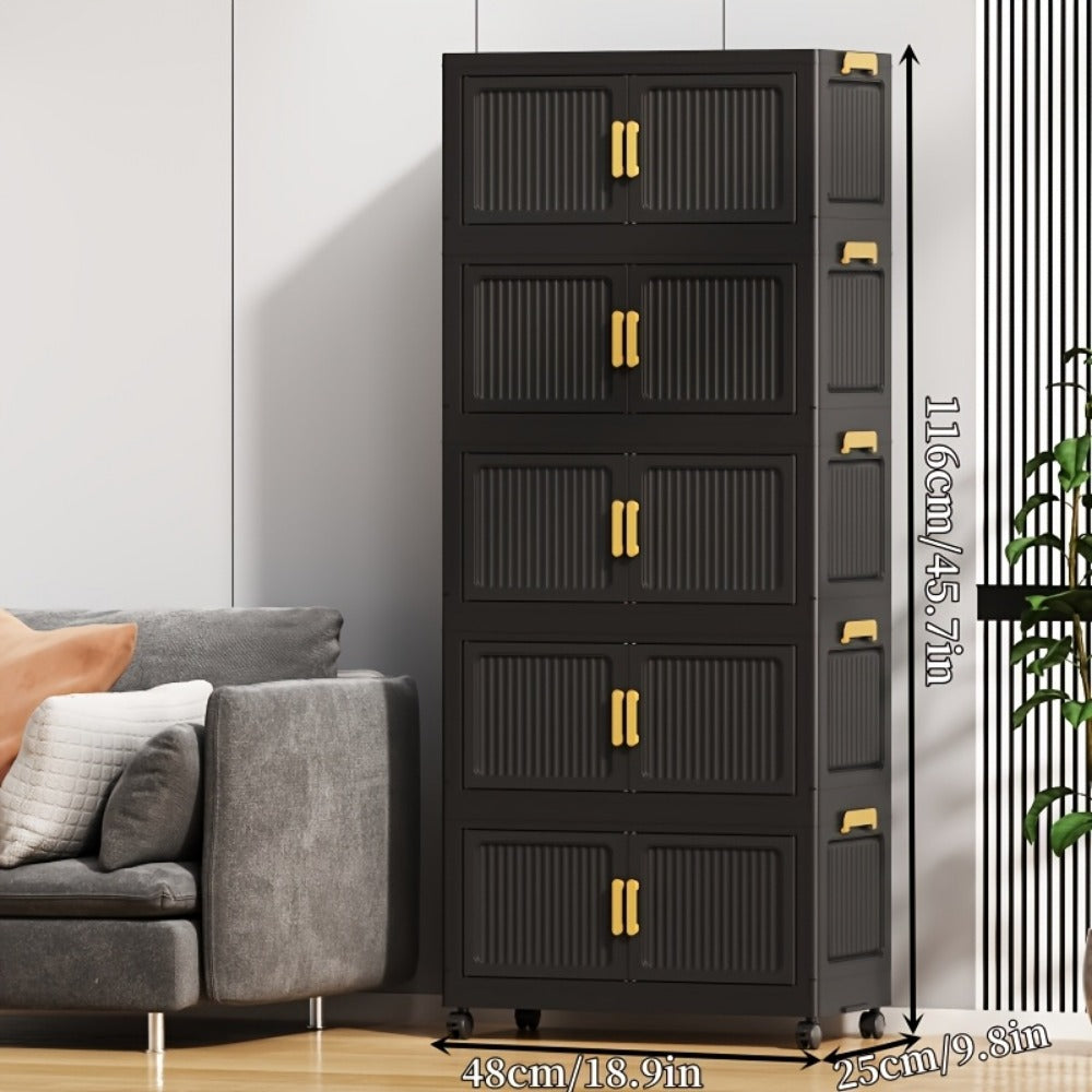 Multi-Tier Foldable Kitchen Pantry Cabinet with Stackable Design and Dustproof Cover detail image - detail view 6