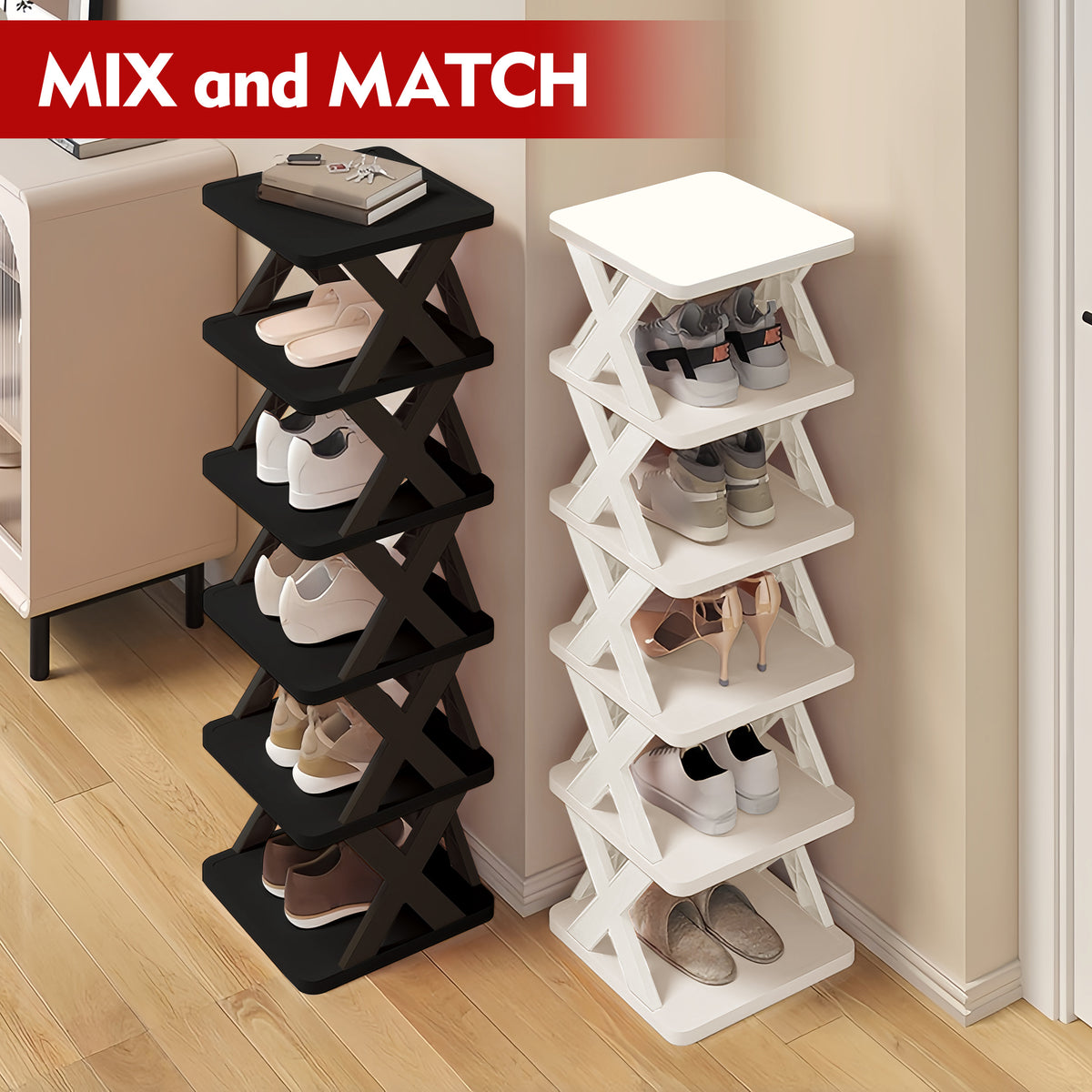 Multi-Tier Narrow Shoe Rack with Stackable Design and Tool-Free Assembly for Entryway detail image - detail view 25