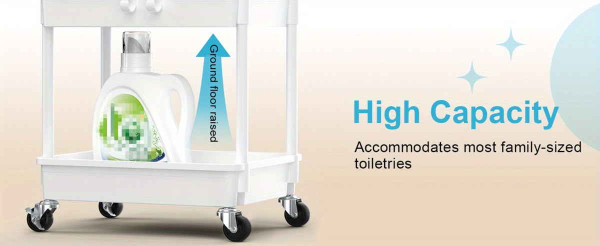 Multi-Tier Plastic Rolling Storage Cart with Storage Drawers for Living Room detail image - detail view 27