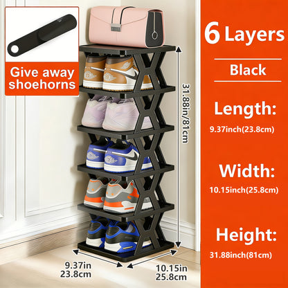 Shoe Organizer shown in the Black 6 layers option