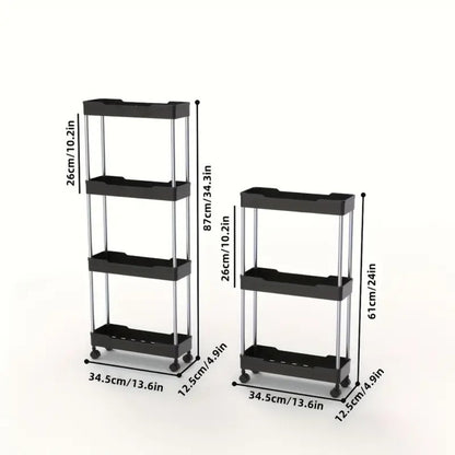 Multi-Tier Slim Storage Cart with Adjustable Shelves and Rolling Wheels detail image