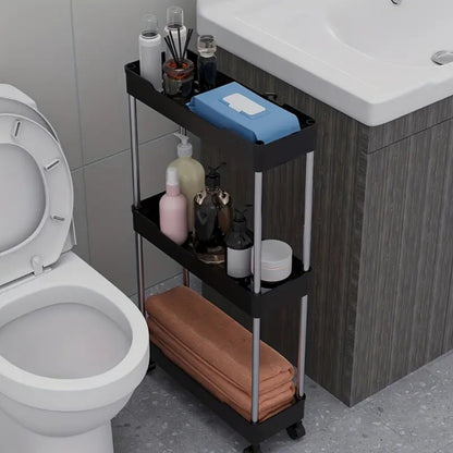 Multi-Tier Slim Storage Cart with Adjustable Shelves and Rolling Wheels detail image - detail view 6