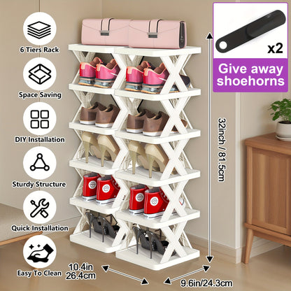 Shoe Rack shown in the 2 pieces white 6 layers option