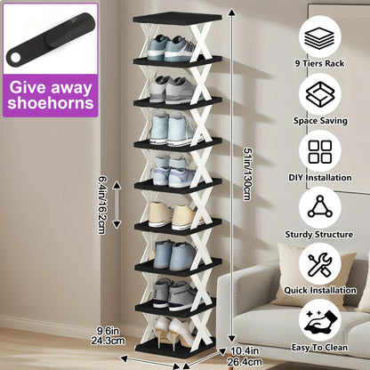 Shoe Rack shown in the Black and White 9 Layers option