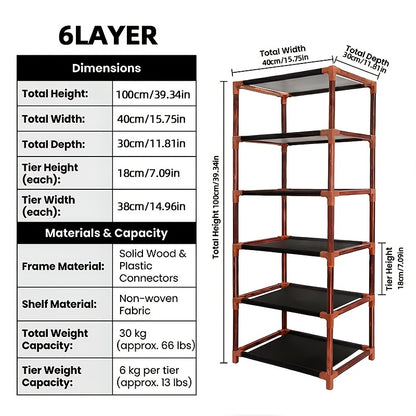 Shoe Rack shown in the Six-layer charcoal grilled color option