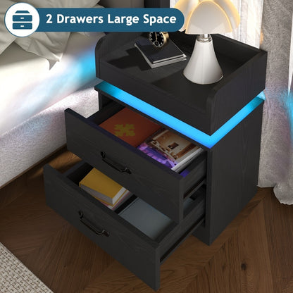 Narrow Nightstand with Charging Station and Side Table for Bedroom detail image