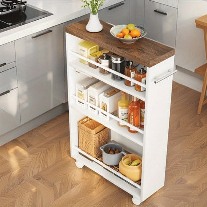 Narrow Rolling Slim Storage Cart with Locking Wheels for Bathroom detail image - detail view 11
