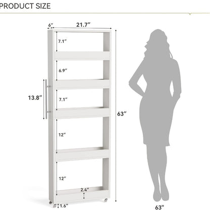 Narrow Rolling Slim Storage Cart with Locking Wheels for Bathroom detail image - detail view 5