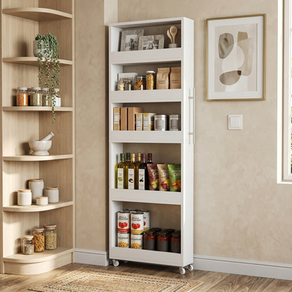 Slim Storage Cart shown in the White -5th floor option